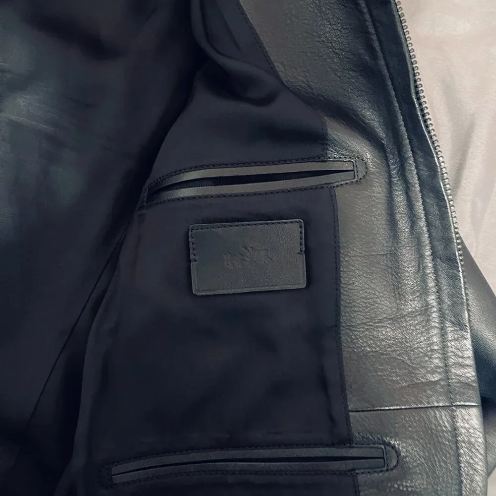 Coach 85899 BLK Cow Leather jacket XS black MSRP $1000 - Picture 6 of 9